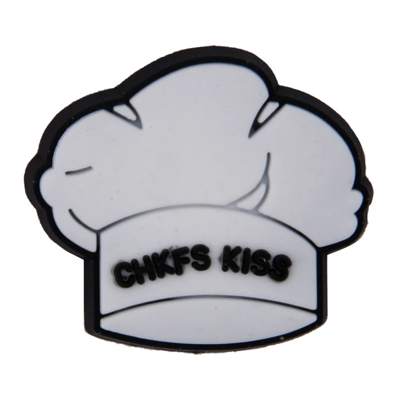 Chef's hat with 'CHKFS KISS' text on a white background