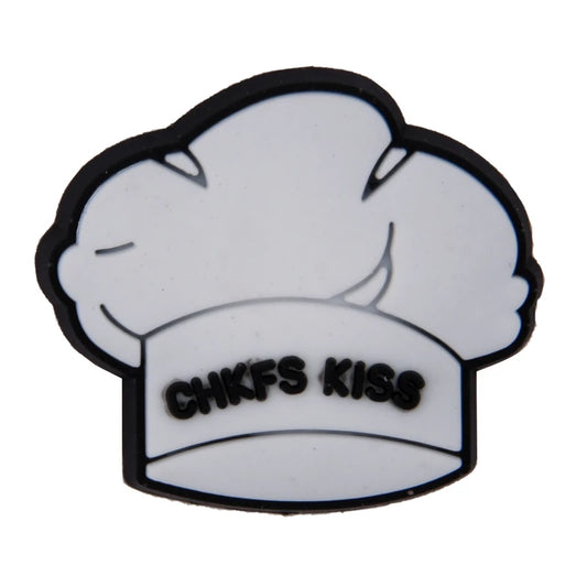Chef's hat with 'CHKFS KISS' text on a white background