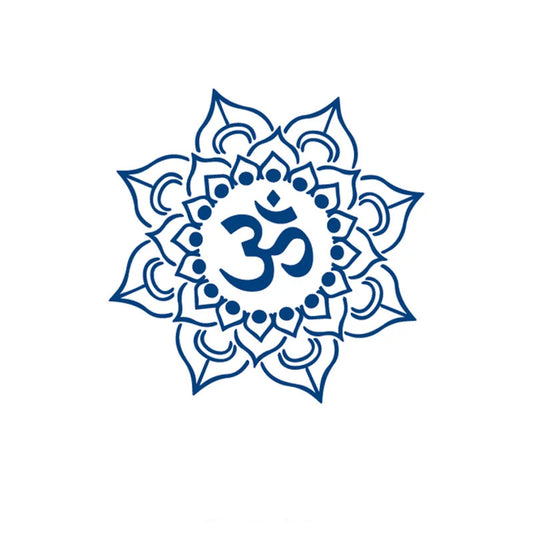 Tattoo mandala design with Om symbol on a white background