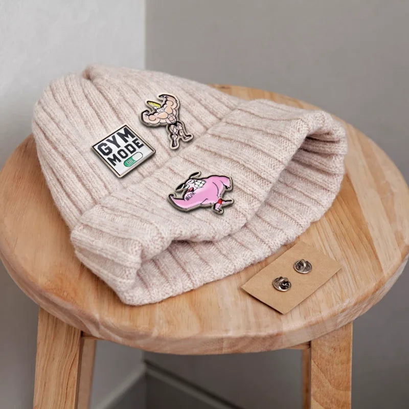 funny gym and fitness enamel pins