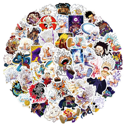 Collection of various anime stickers arranged in a circular pattern on a white background.