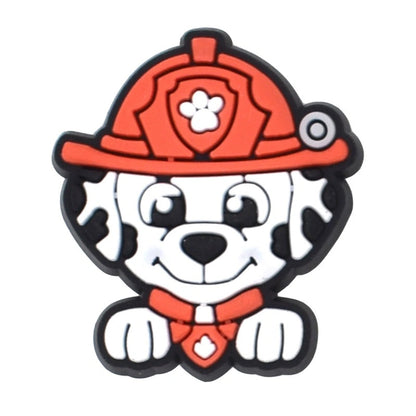 Dog character with a red helmet on a white background