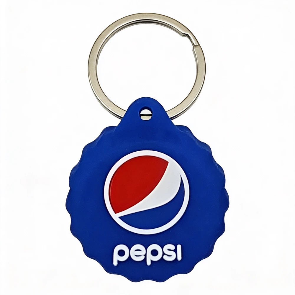 Pepsi bottle cap keychain on a white background