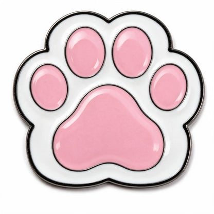 A pink and white paw phone sticker  shaped accessory with a black outline, shown on a plain white background.