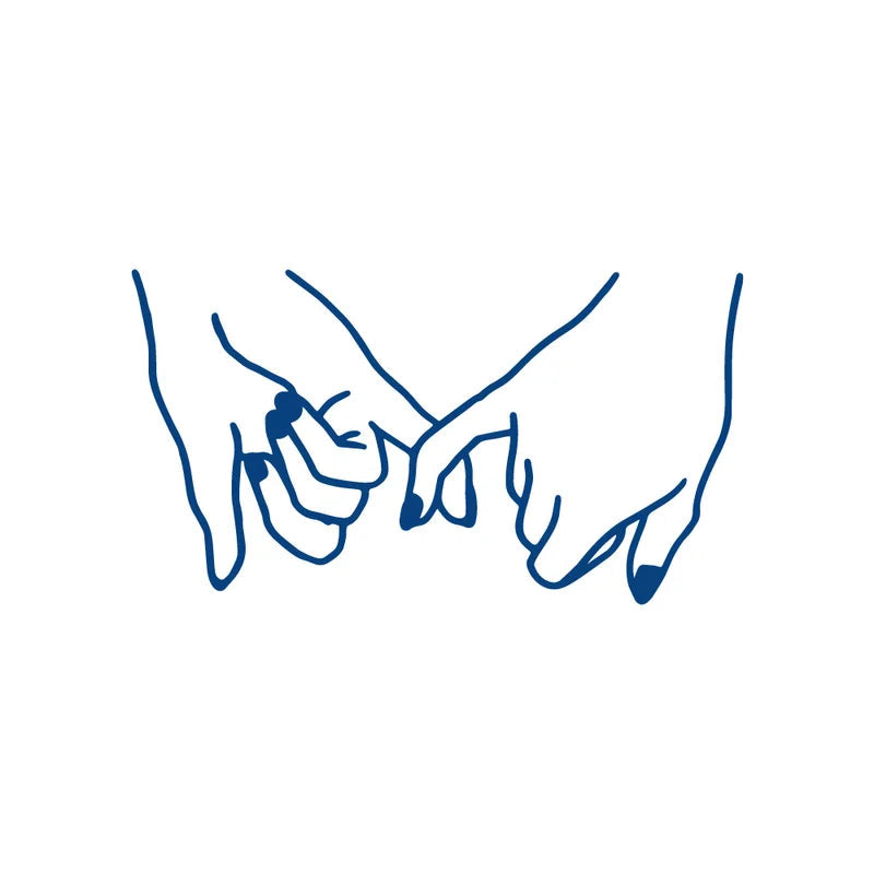 Outline temporary tattoo of two hands holding fingers