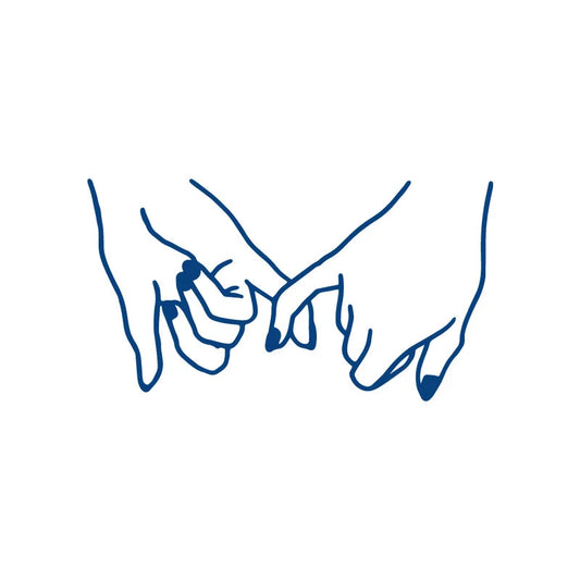 Outline temporary tattoo of two hands holding fingers
