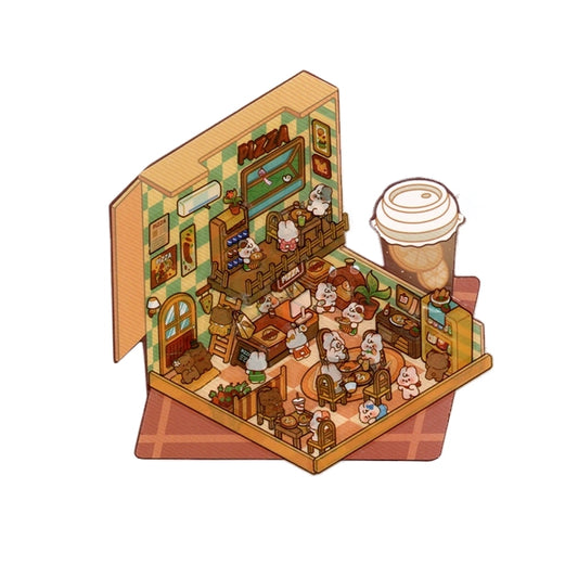 2.5D Pizza Restaurant DIY PET Sticker Set | Small | Easy