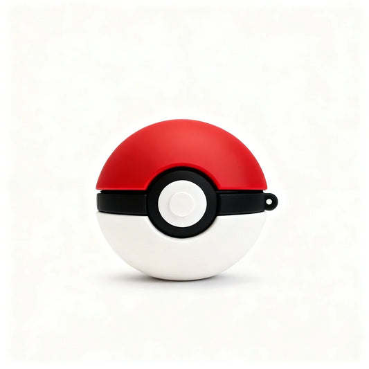 Red, white, and black Poké Ball on a white background