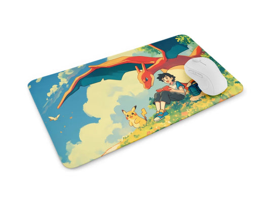 Pokemon Charizard Ash and Pikachu Mousepad Size 70 by 30 
