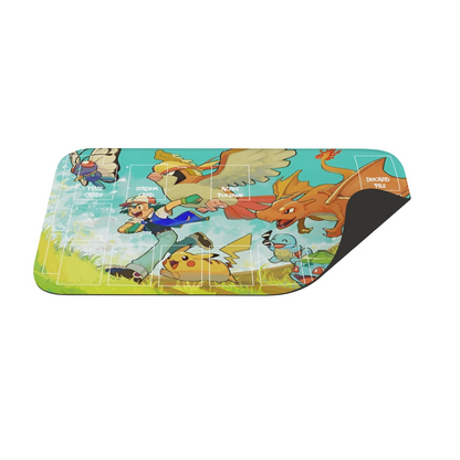 Pokemon-themed mouse pad with characters and graphics on a white background