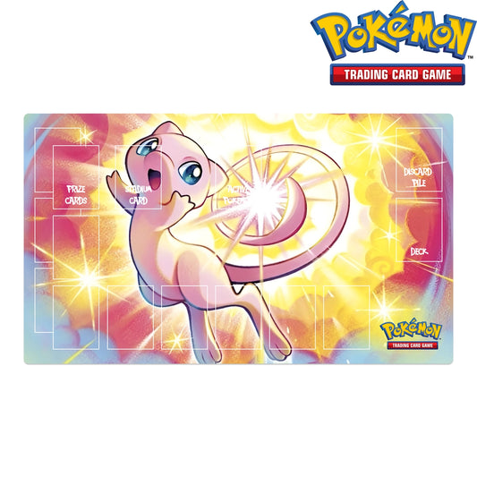 Pokémon trading card game playmat with a character design on a white background