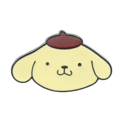 pompompurin yellow dog wearing a hat pin on a white backround