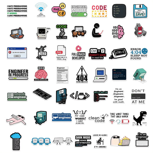 Programming and Coding Sticker Set of 50 pieces