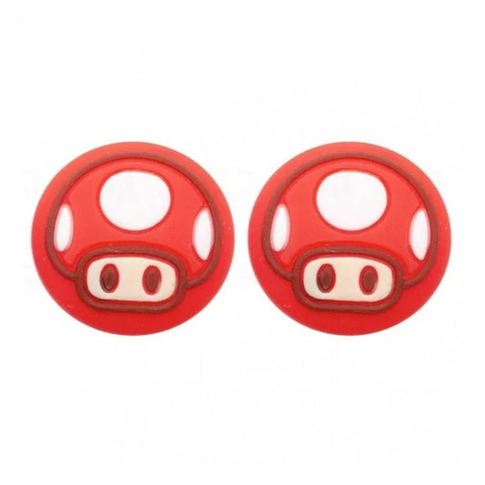 Two red mushroom-shaped objects on a white background