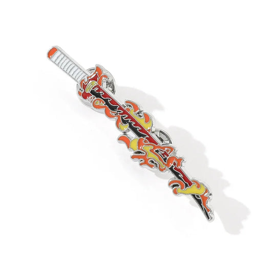 rengoku flaming sword enamel pin for fabric