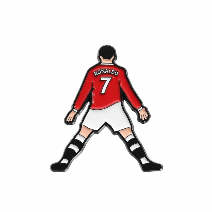 ronaldo enamel pin design on a white background