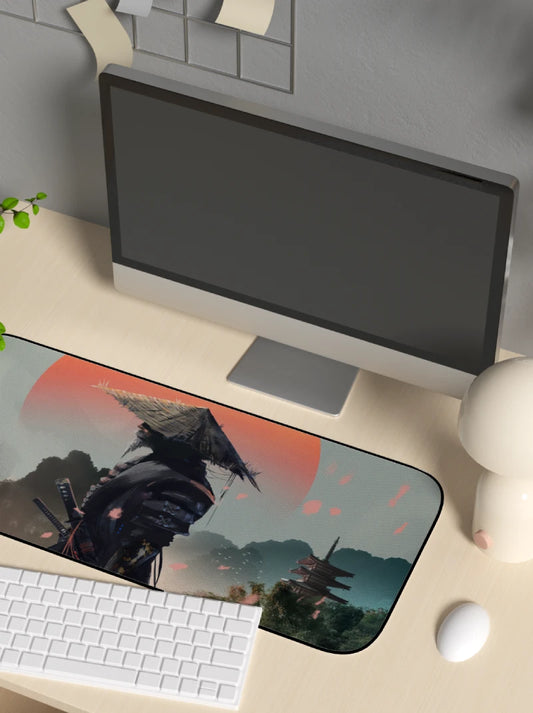 Samurai Red Moon Mousepad Size 70 by 30 cm