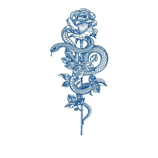 Serpent on a Rose Semi-Permanent Jagua Tattoo
