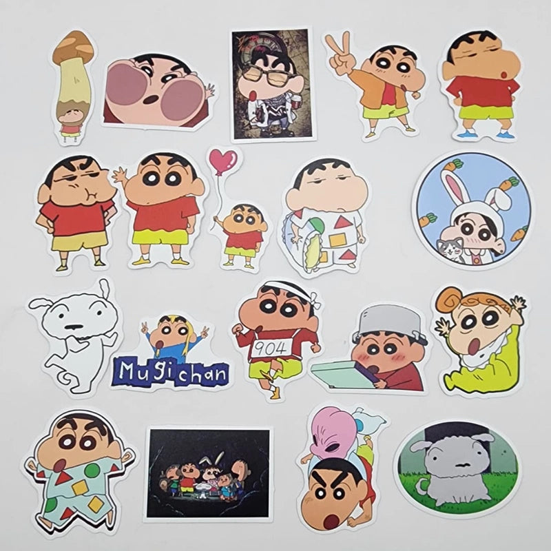 Collection of cartoon character stickers on a white background