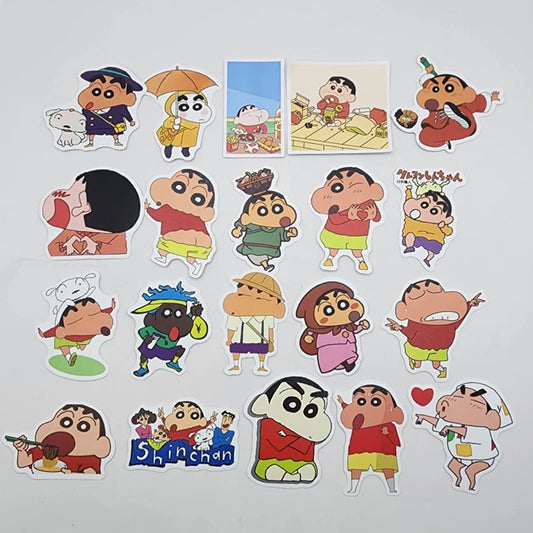Collection of cartoon character stickers on a white background