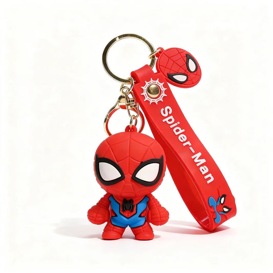 Spider-Man keychain with red strap on a white background