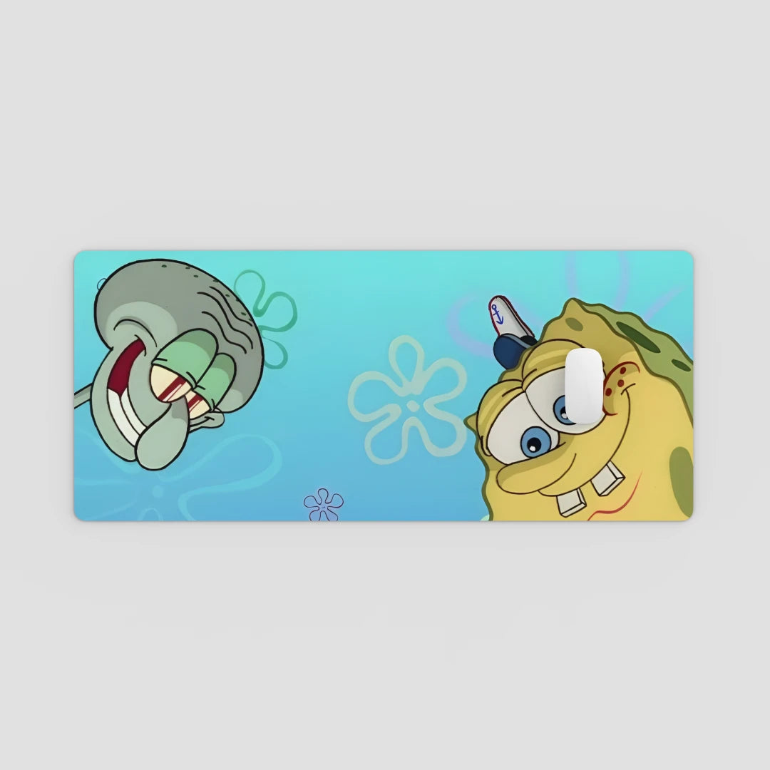 Cartoon characters on a blue background