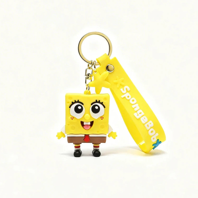 SpongeBob keychain with a small knife on a white background