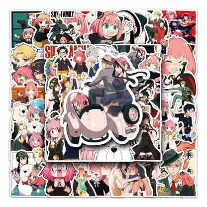 Collection of anime-style stickers featuring various characters on a white background.