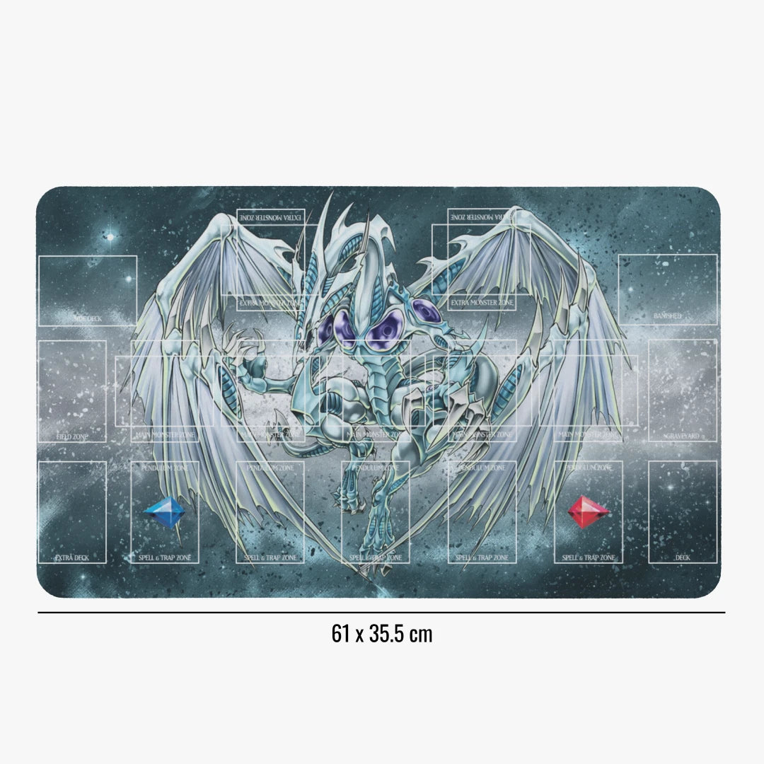 Playmat with dragon design on a white background