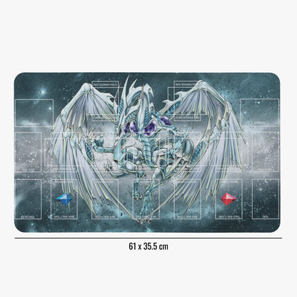 Playmat with dragon design on a white background