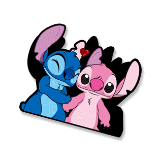 Lenticular Sticker - Stitch and Angel Kissing 3D Motion Sticker