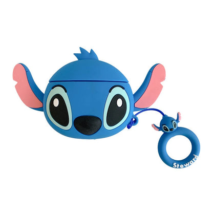 A silicone AirPods case featuring the character Stitch from Lilo & Stitch in a 3D design with ears sticking out from the top.