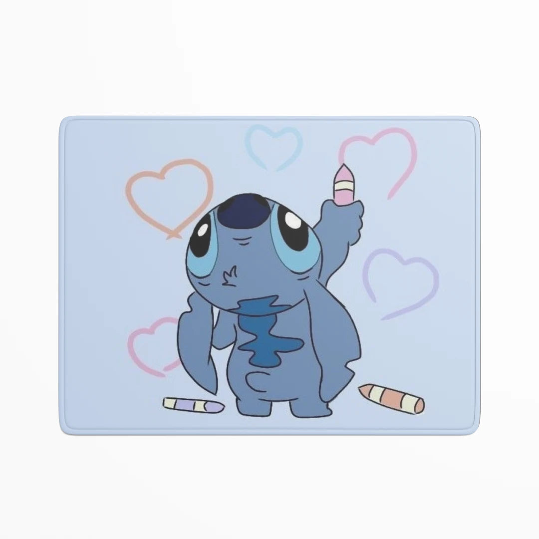 Cartoon character with sunglasses and a pink heart on a light blue background