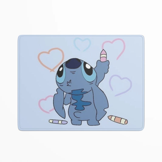 Cartoon character with sunglasses and a pink heart on a light blue background