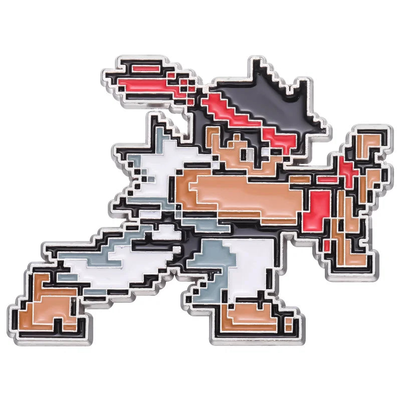 ryu from street fighter pixel enamel pin