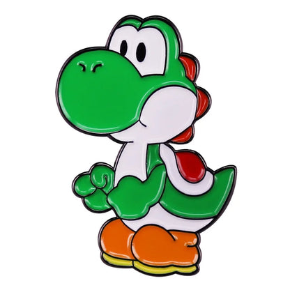 Green dinosaur-like character with red accents on a white background