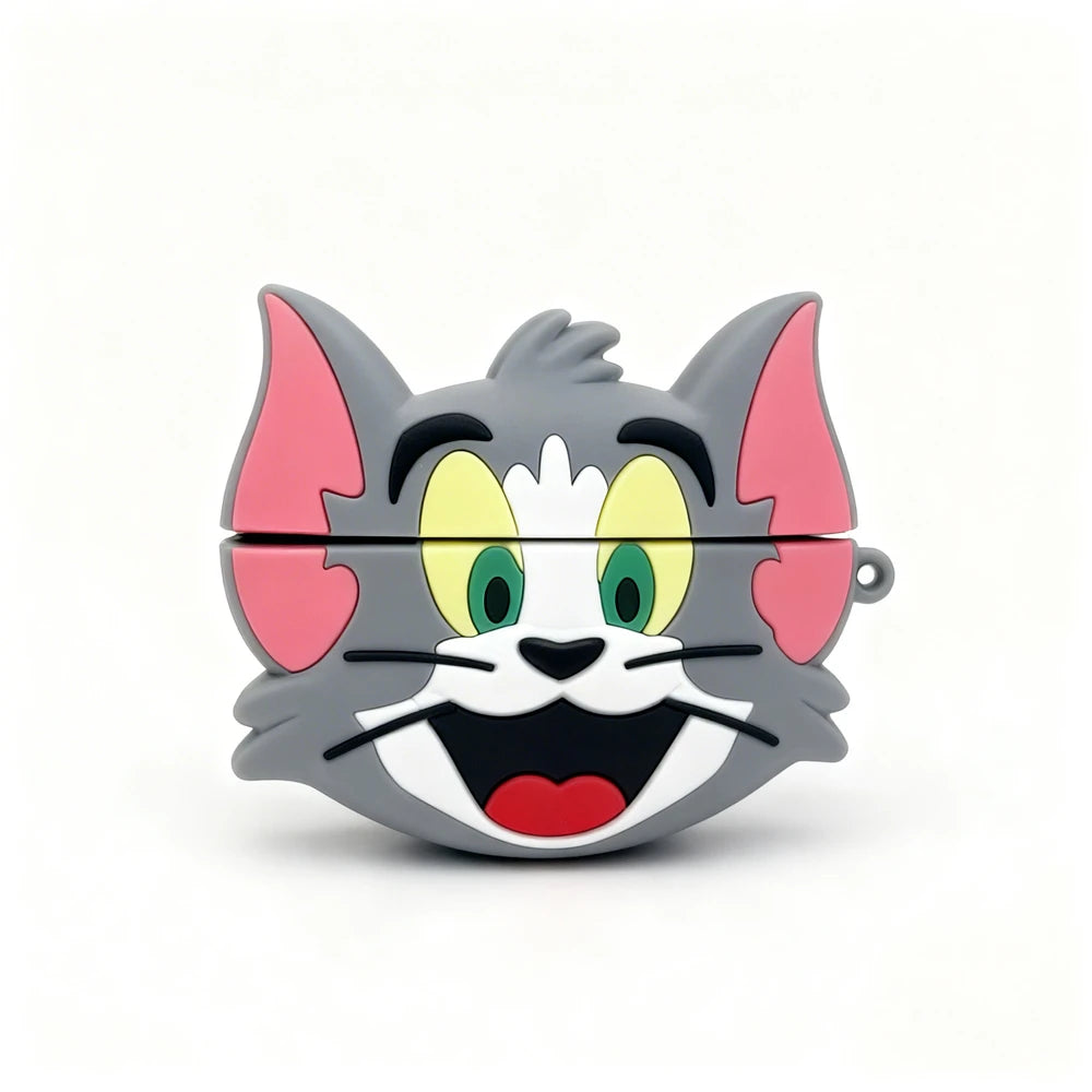 Cartoon cat face design on a white background