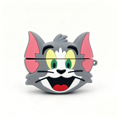 Cartoon cat face design on a white background