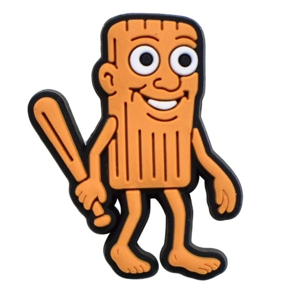 Cartoon character with a bat on a white background