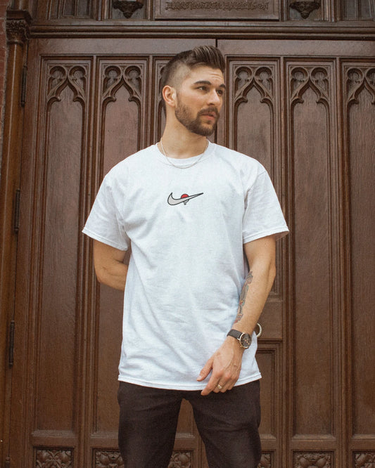 Uchiha Logo and Nike Logo White Tshirt