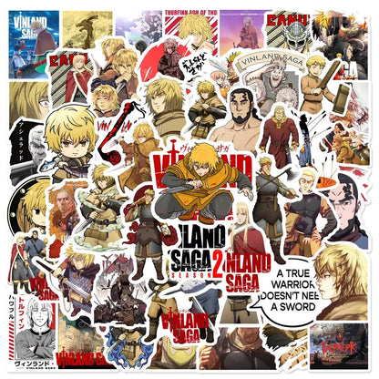 Collage of 'Vinland Saga' anime characters and branding.