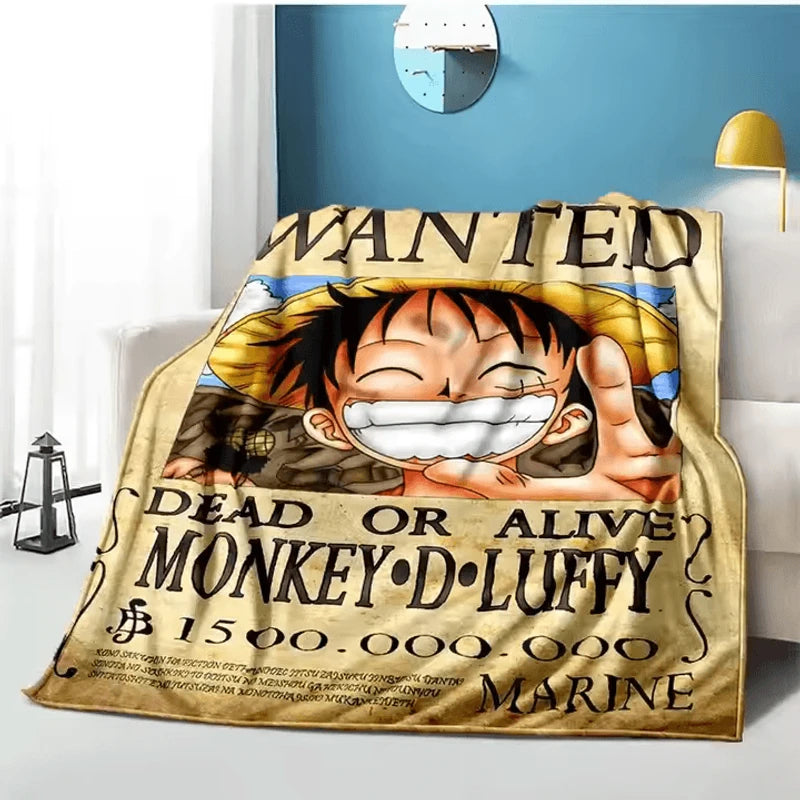 Large Flannel One Piece Luffy Wanted Blanket Size 150 by 200 cm