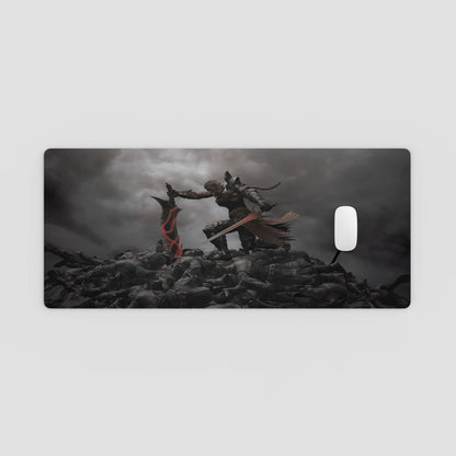 mousepad with a warrior design on a gray background