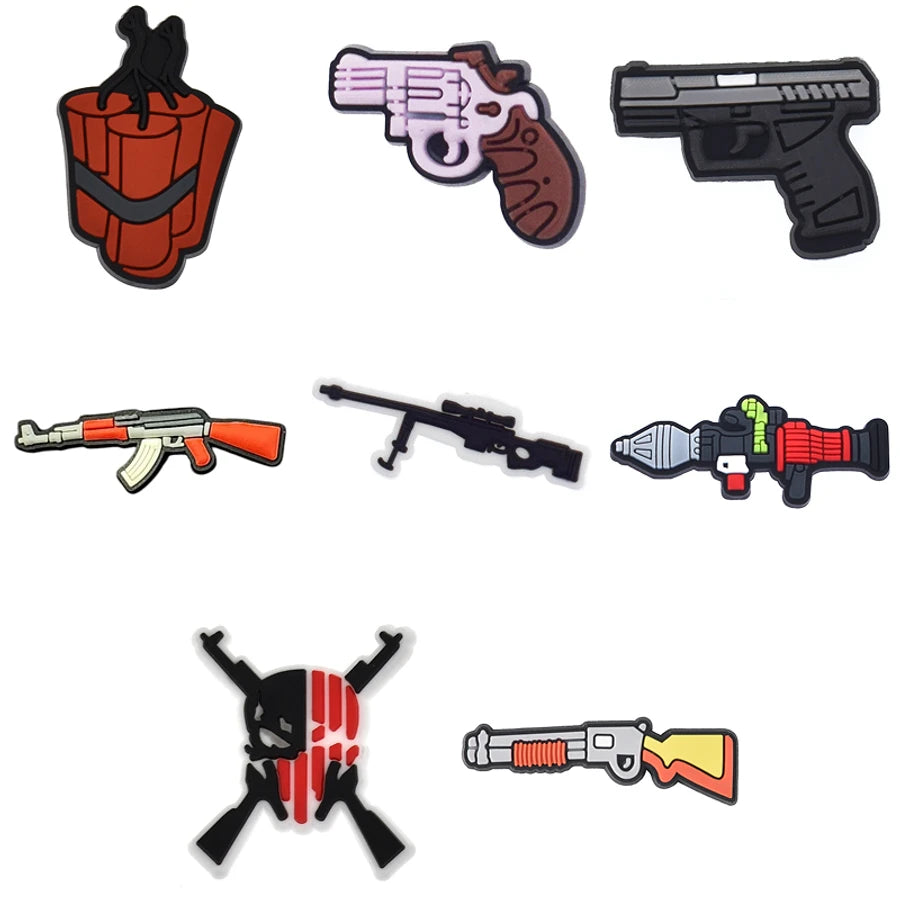 Set of various weapon illustrations on a white background
