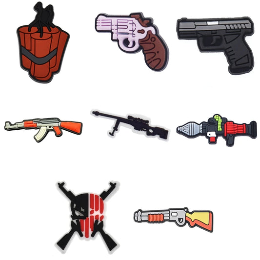 Set of various weapon illustrations on a white background