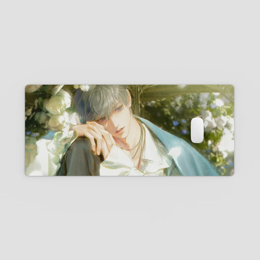 Phone case with an anime-style character in a garden setting
