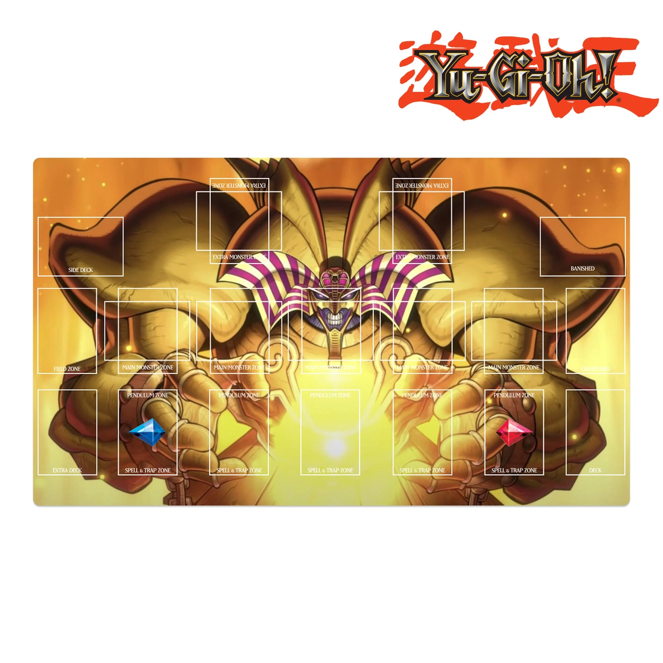 Yu-Gi-Oh! playmat with dragon design and brand logo at the top