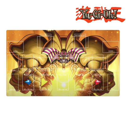 Yu-Gi-Oh! playmat with dragon design and brand logo at the top