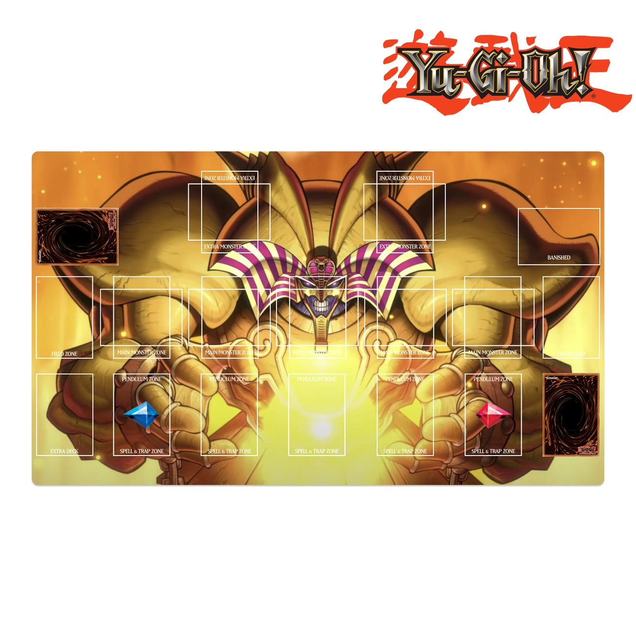 Yu-Gi-Oh! playmat with dragon design and brand logo at the top