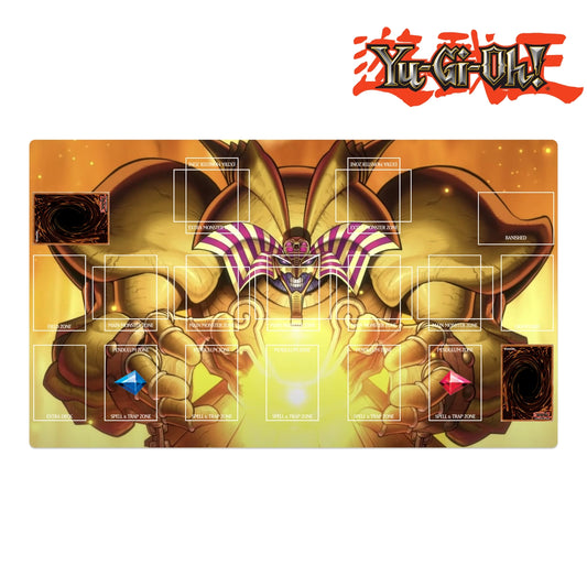 Yu-Gi-Oh! playmat with dragon design and brand logo at the top